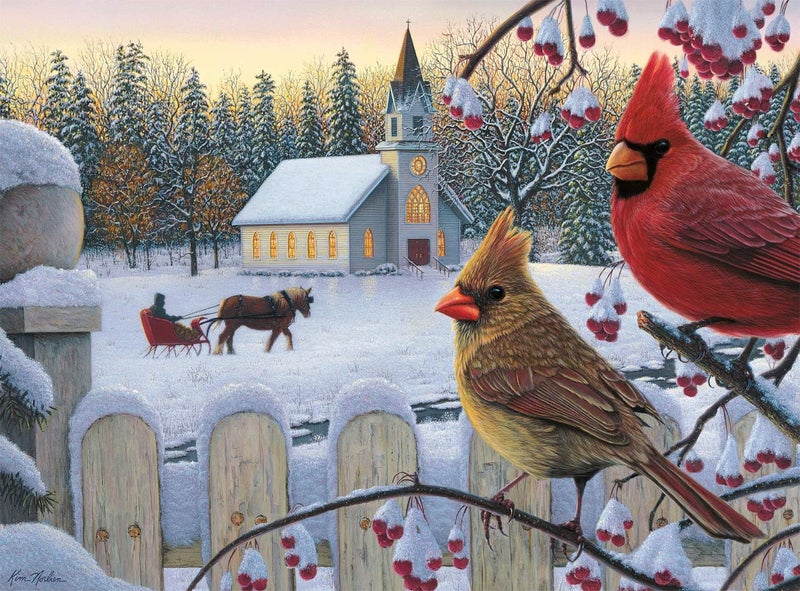 Buffalo Games â€“ Kim Norlien - White Crimson Morning - 1000 Piece Christmas Jigsaw Puzzle - Festive Holiday Puzzle for Adults â€“ Precision-Cut Pieces, Winter Artwork, and Hours of Fun - Image 2